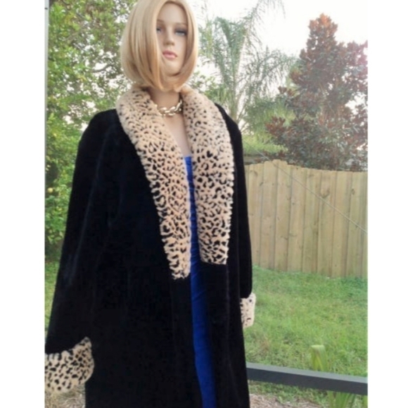 NEW FAUX FUR COAT WITH LEOPARD ANIMAL PRINT SIZE MEDIUM - Picture 6 of 13
